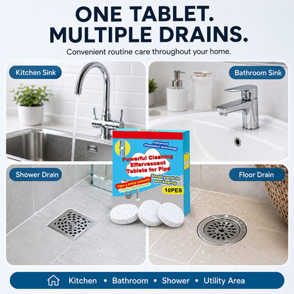🔥50% OFF ❤️Powerful Cleaning Effervescent Tablets for Pipe, Fast Dissolve Hair Grease Clogs, Deodorizing Antibacterial Pipe Cleaner for Sink Toilet Floor Drain