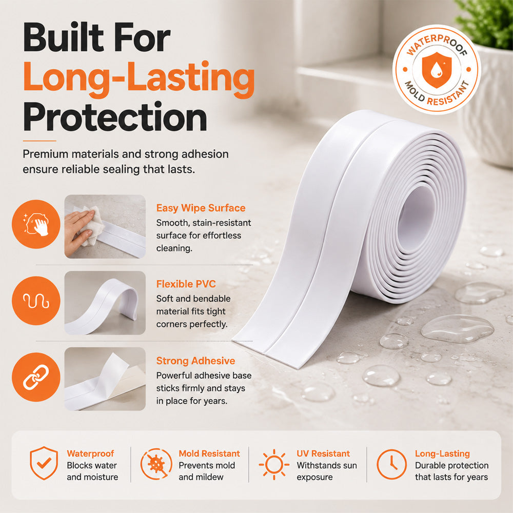 💧 50% OFF Waterproof Mildewproof Caulk Tape Roll – Seal Gaps, Block Water & Prevent Mold! ✨