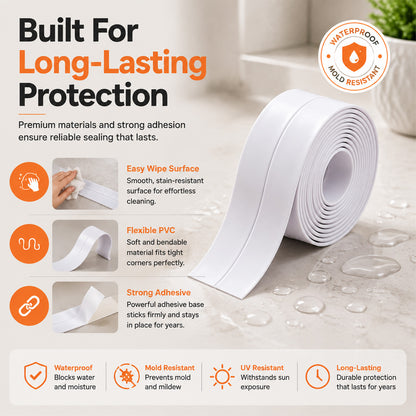 💧 50% OFF Waterproof Mildewproof Caulk Tape Roll – Seal Gaps, Block Water & Prevent Mold! ✨