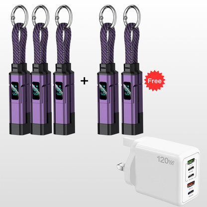 🔥HOT SALE 60% OFF🔥4-in-1 Digital Display Keychain Charging Cable