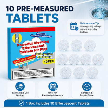🔥50% OFF ❤️Powerful Cleaning Effervescent Tablets for Pipe, Fast Dissolve Hair Grease Clogs, Deodorizing Antibacterial Pipe Cleaner for Sink Toilet Floor Drain