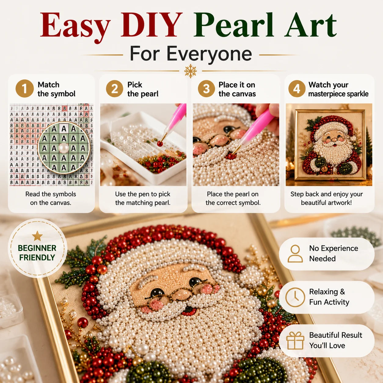upsell 🎨💎Zero-Skill Needed | 3D DIY Christmas Pearl Art Kit
