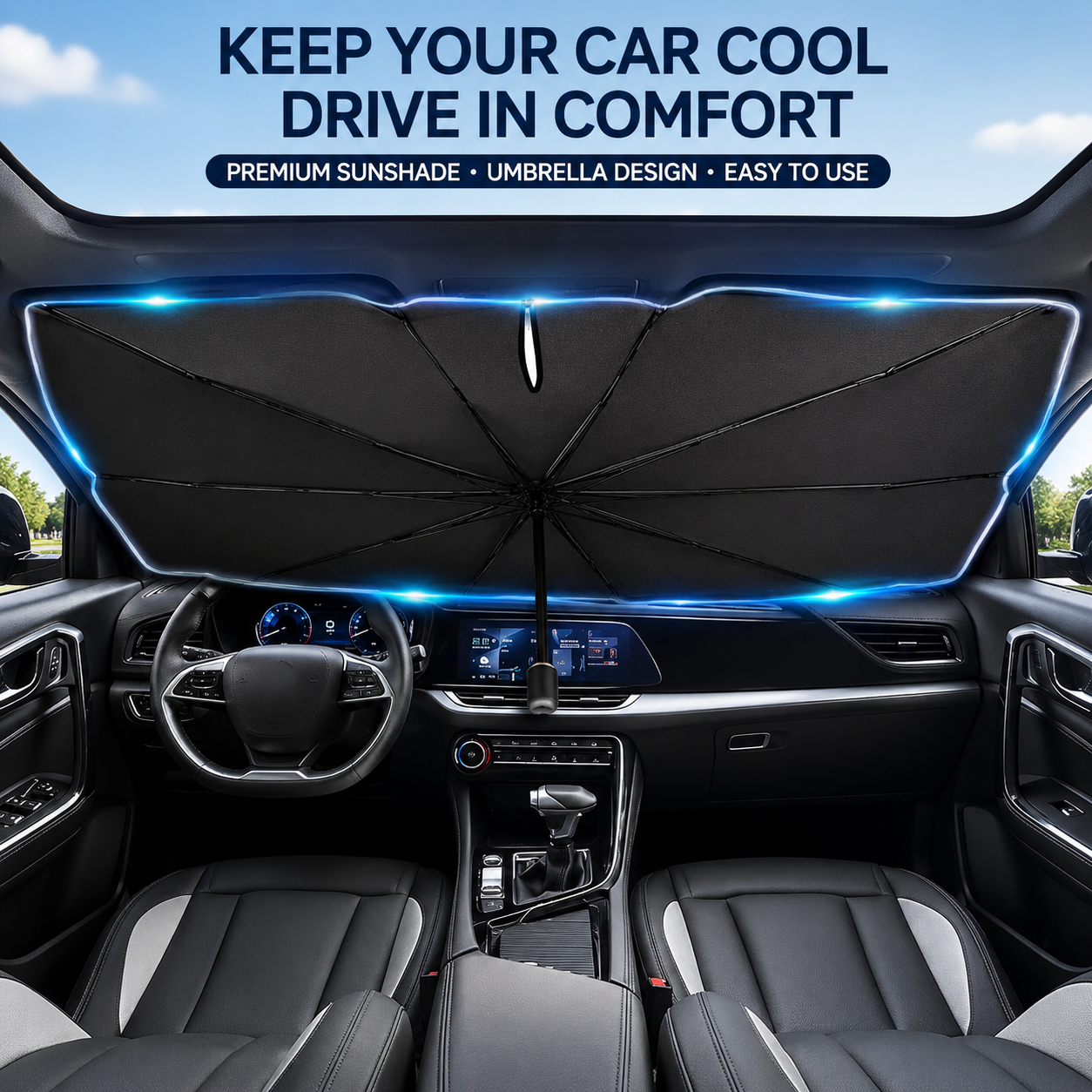 ⏰🔥LIMITED TIME 50% OFF!🔥50K+ SOLD! 2026 Upgraded Car Windshield Sun Shade Umbrella