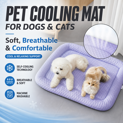 ❄️Pet Cooling Mat for Dogs & Cats 🐾  Naturally Cool Ice-Silk Pad • Breathable, Washable & Soft