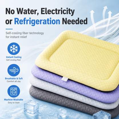 ❄️Pet Cooling Mat for Dogs & Cats 🐾  Naturally Cool Ice-Silk Pad • Breathable, Washable & Soft