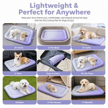 ❄️Pet Cooling Mat for Dogs & Cats 🐾  Naturally Cool Ice-Silk Pad • Breathable, Washable & Soft