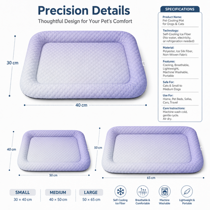 ❄️Pet Cooling Mat for Dogs & Cats 🐾  Naturally Cool Ice-Silk Pad • Breathable, Washable & Soft