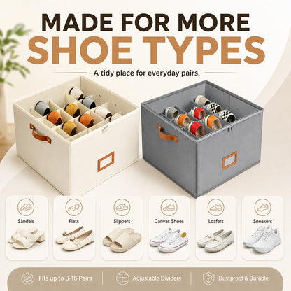 ⏰🔥LIMITED TIME 49% OFF! 👟 Fabric Shoe Organizer Storage Box – Foldable, Large Capacity, Dustproof & Breathable for Closet & Bedroom 🧺✨