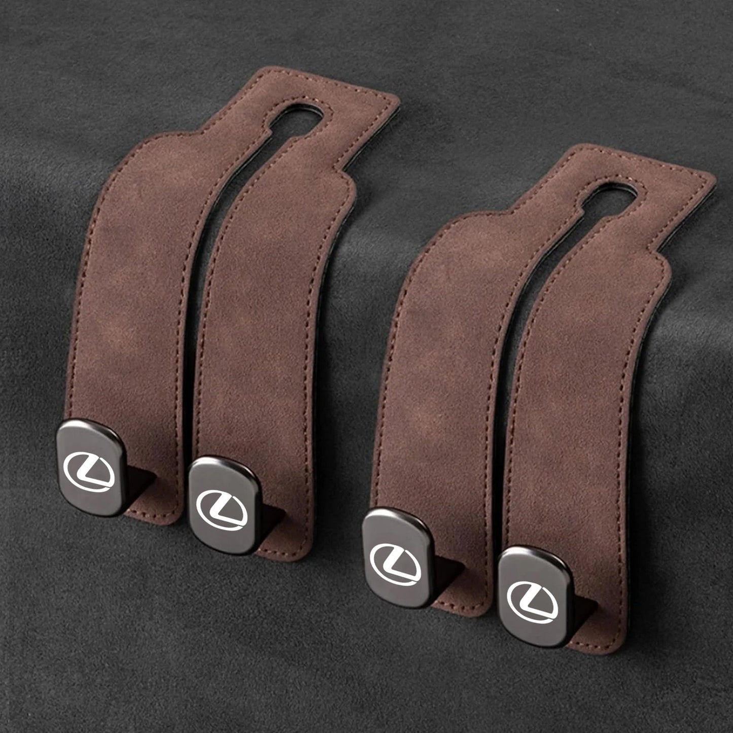📢50% OFF🚗 Eptchn Car Headrest Hooks 👜| Universal, Heavy-Duty, Leather Wrapped, 2-Pack