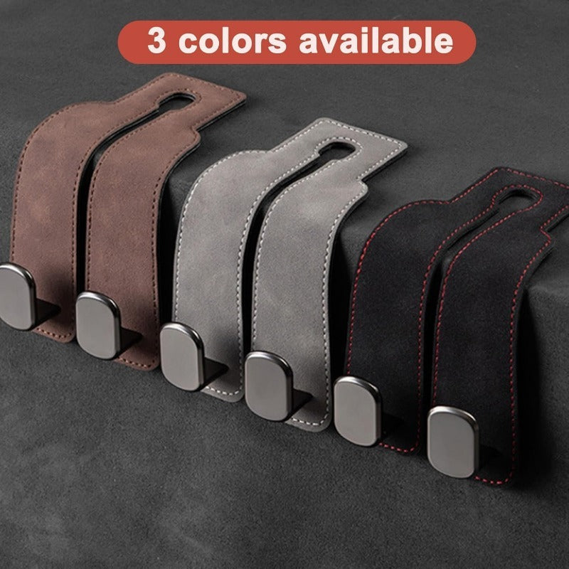📢50% OFF🚗 Eptchn Car Headrest Hooks 👜| Universal, Heavy-Duty, Leather Wrapped, 2-Pack