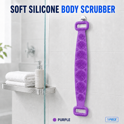 🚿✨ 70cm Long Reach Silicone Back Scrubber  🫧 Reach Your Back Easier • 🔄 Clean + Massage • 💧 Easy To Rinse