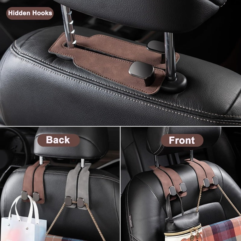 📢50% OFF🚗 Eptchn Car Headrest Hooks 👜| Universal, Heavy-Duty, Leather Wrapped, 2-Pack