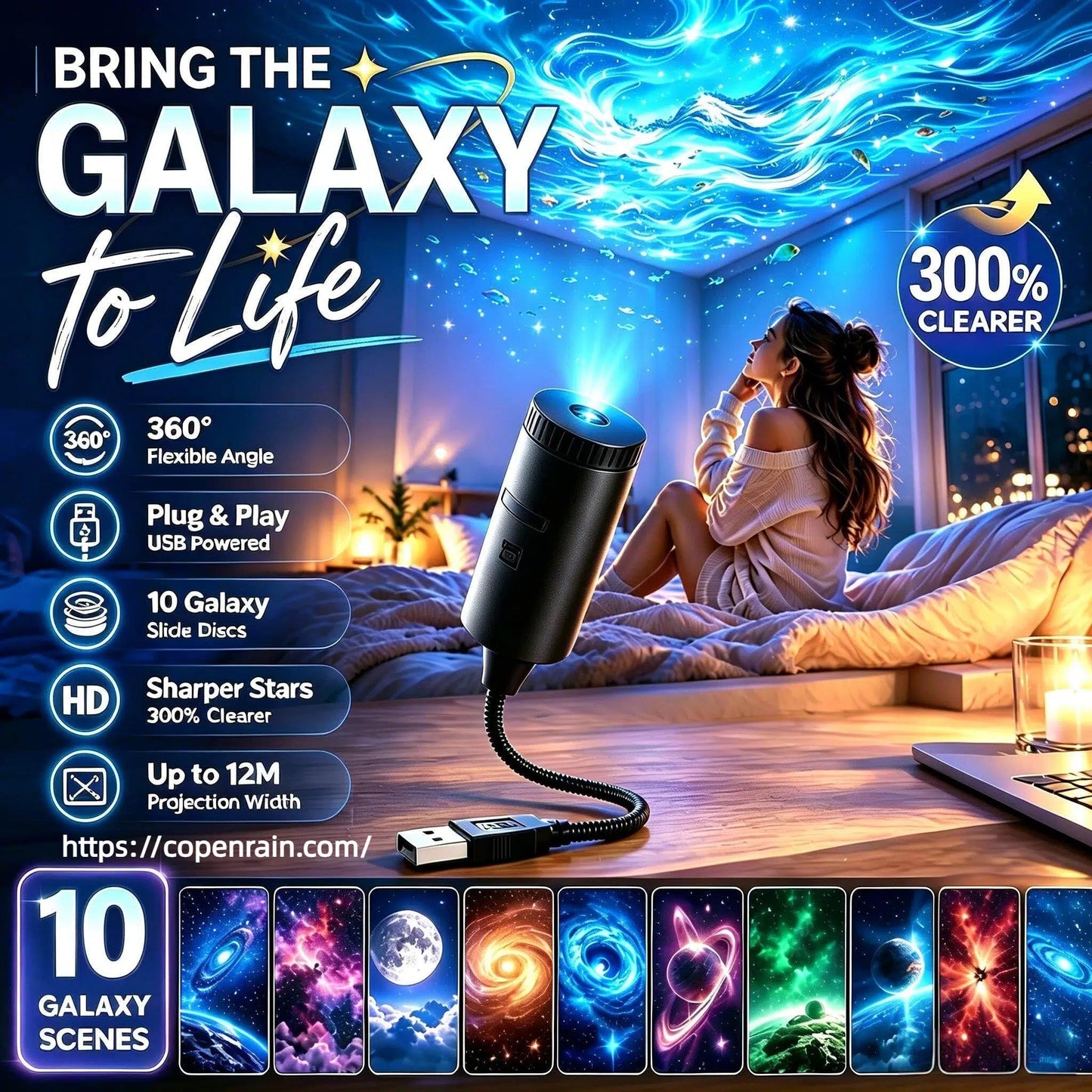 Next-Gen Smart Projection HD Smart Dynamic 5D Holographic Night Light Projector🥳50,000+ Happy Users