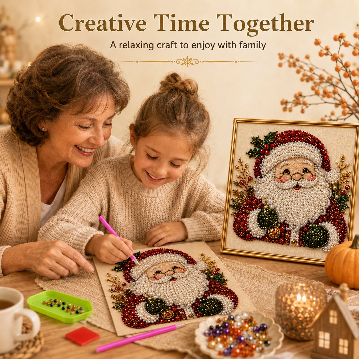 upsell 🎨💎Zero-Skill Needed | 3D DIY Christmas Pearl Art Kit