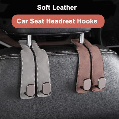 📢50% OFF🚗 Eptchn Car Headrest Hooks 👜| Universal, Heavy-Duty, Leather Wrapped, 2-Pack