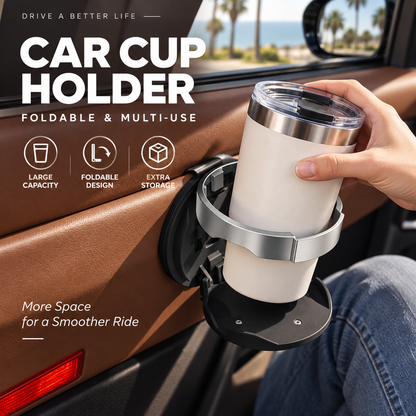 🚗 Last Day Special Price ! 🥤Multifunctional Foldable Car Door Cup Holder Large Diameter Drink and Water Bottle Storage Rack