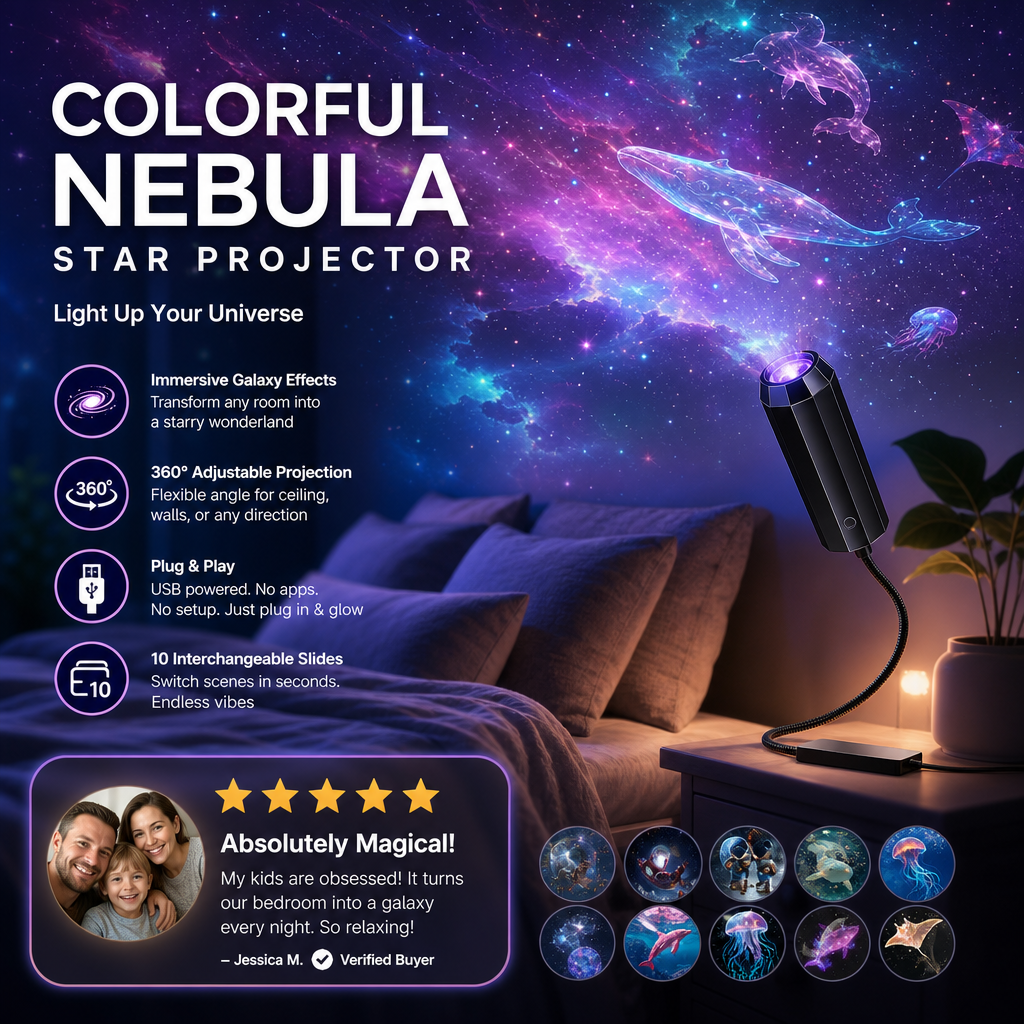 Plug-and-Play HD Galaxy & Ocean Projector Night Light🥳50,000+ Happy Users