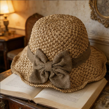 🧢 48% OFF NOW! 🌞 Elegant Woven Straw Sun Hat with Bow – Breathable, Foldable & Perfect for Beach & Travel 👒