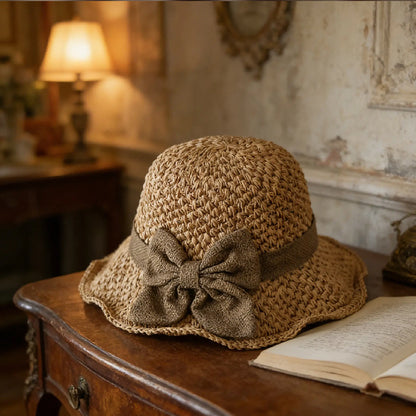 🧢 48% OFF NOW! 🌞 Elegant Woven Straw Sun Hat with Bow – Breathable, Foldable & Perfect for Beach & Travel 👒