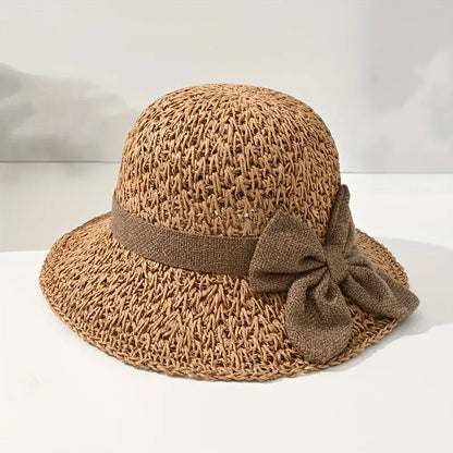 🧢 48% OFF NOW! 🌞 Elegant Woven Straw Sun Hat with Bow – Breathable, Foldable & Perfect for Beach & Travel 👒
