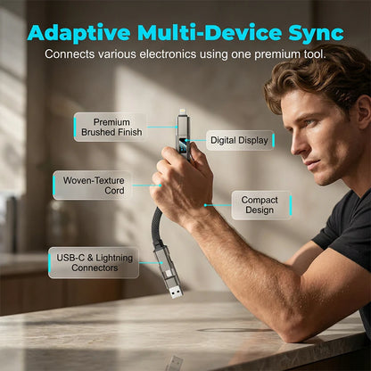 🔥HOT SALE 60% OFF🔥4-in-1 Digital Display Keychain Charging Cable