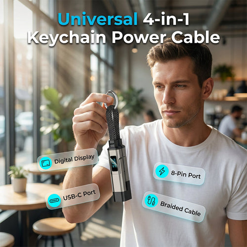 🔥HOT SALE 60% OFF🔥4-in-1 Digital Display Keychain Charging Cable