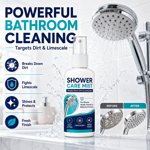 🔥 50% OFF! 🚿 Shower Limescale Remover Spray | Dissolves Water Stains, Mineral Buildup & Restores Shine ✨