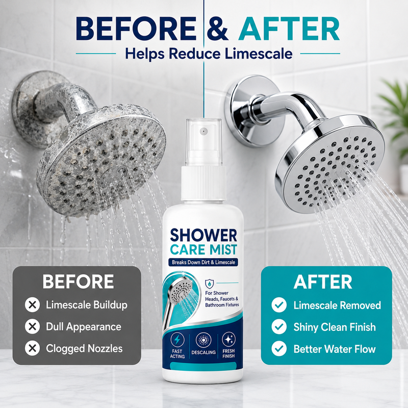 🔥 50% OFF! 🚿 Shower Limescale Remover Spray | Dissolves Water Stains, Mineral Buildup & Restores Shine ✨