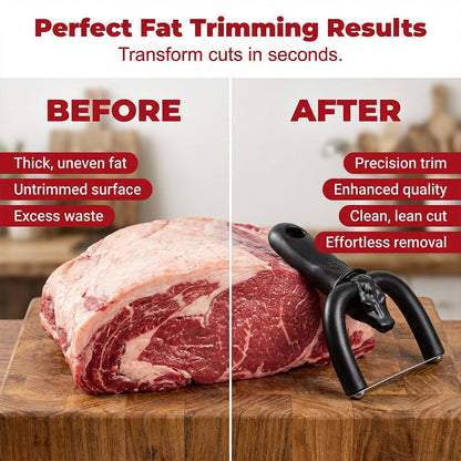 🥩 50% OFF NOW! Handheld fat trimmer for beef & pork – U-shaped blade holder, stainless steel blades, and ergonomic grip – perfect for grilling, meal prep, and cooking for large groups 🍖