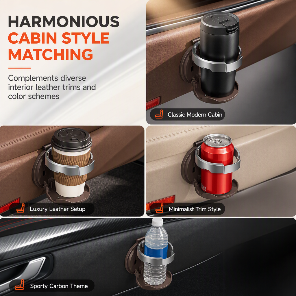🚗 Last Day Special Price ! 🥤Multifunctional Foldable Car Door Cup Holder Large Diameter Drink and Water Bottle Storage Rack