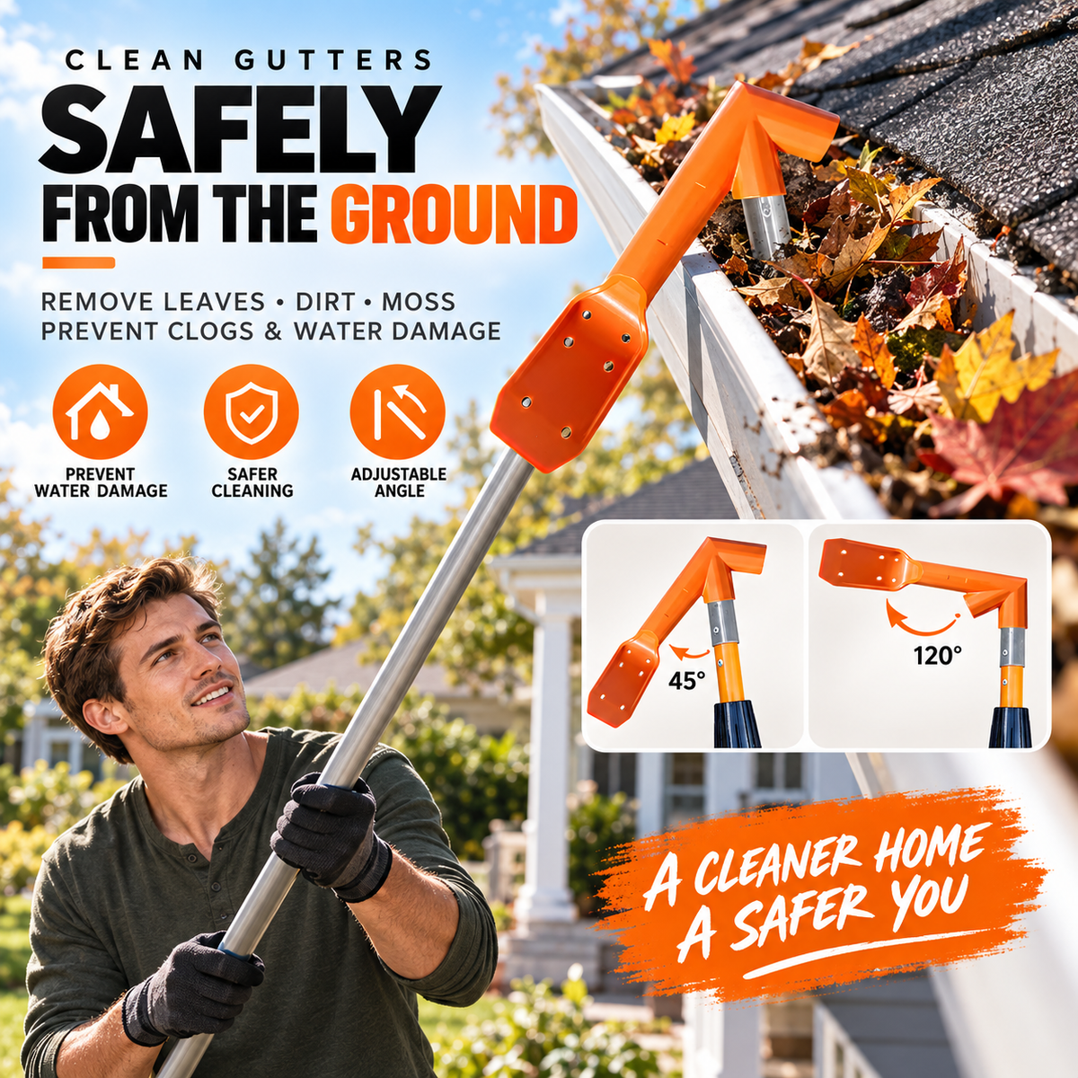 🔧 Last Day Special Price ! ✨ No-Ladder Adjustable Gutter Scoop