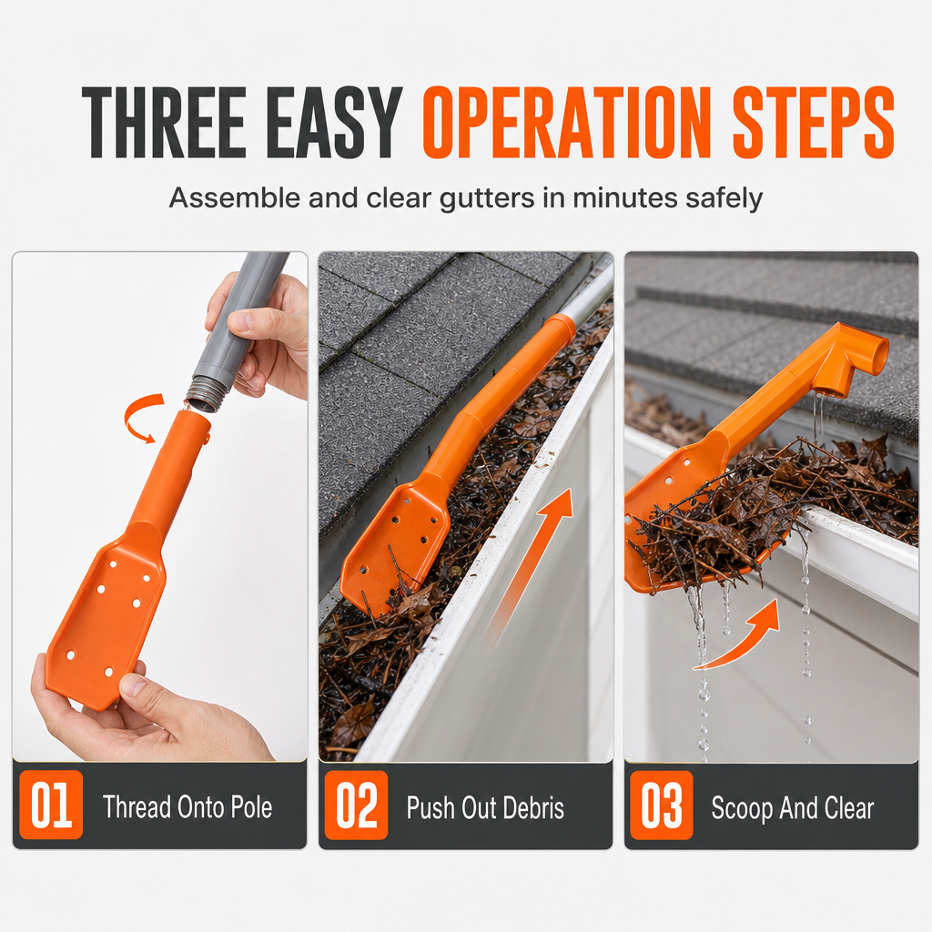 🔧 Last Day Special Price ! ✨ No-Ladder Adjustable Gutter Scoop
